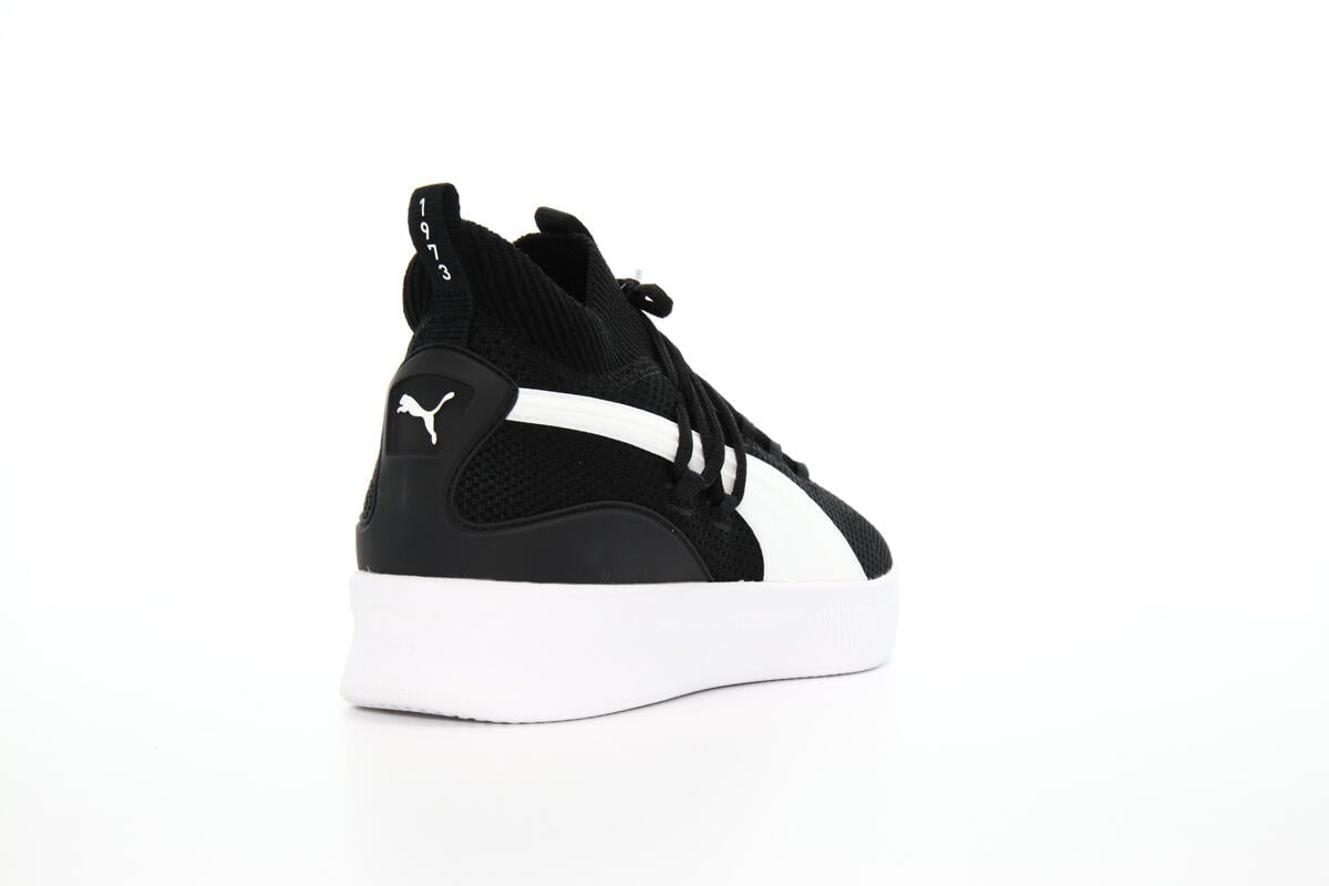 Puma clyde court black best sale and white